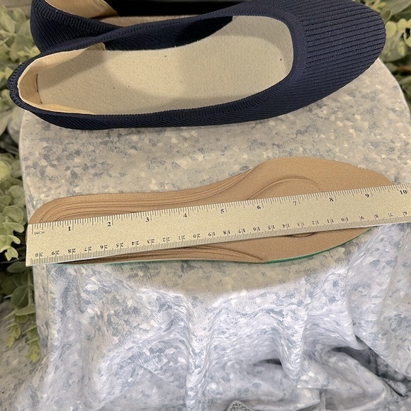 Navy Blue Round Toe Ribbed Stretch Knit Flex Comfort Flats - WMS 8M💙Like New💙 - Picture 9 of 10
